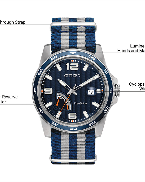 PRT Men s Eco Drive AW7038 04L Nylon Strap Blue Dial Watch CITIZEN